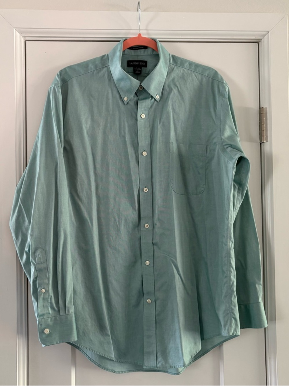 Lands' End Men's Button-Down Shirt Seafoam‎ Green Tailored Fit